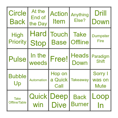 Lingo Bingo Card