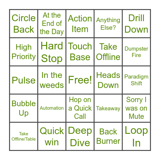 Lingo Bingo Card