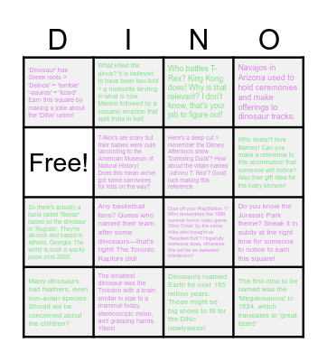 DiNo Wedding Party Bingo! Bingo Card