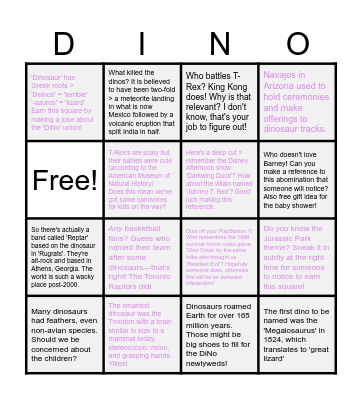 DiNo Wedding Party Bingo! Bingo Card