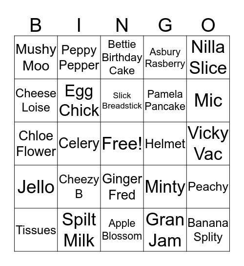 Shopkin Bingo Card