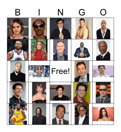 Celebrities Bingo Card