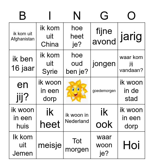 Alfataal : dit ben ik! Bingo Card