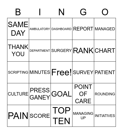 AMBULATORY BINGO Card