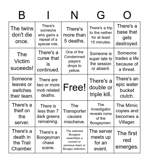 Shady Business [Episode 2] Bingo Card