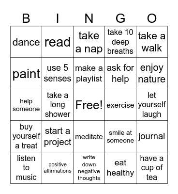 Wellness Bingo Card