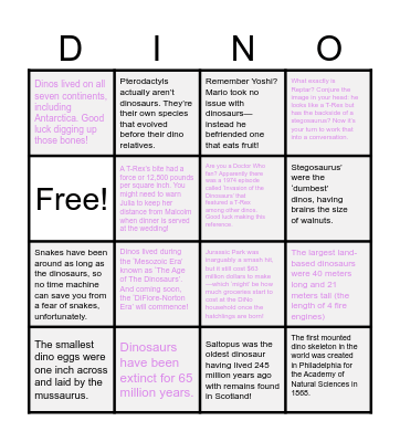 DiNo Wedding Party Bingo! Bingo Card