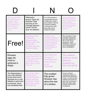 DiNo Wedding Party Bingo! Bingo Card