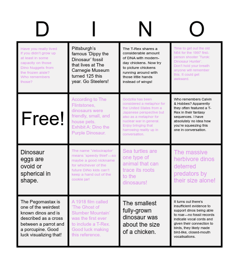 DiNo Wedding Party Bingo! Bingo Card