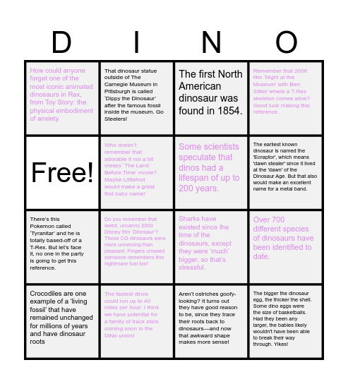 DiNo Wedding Party Bingo! Bingo Card