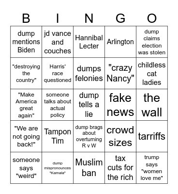 Debate Bingo! Bingo Card