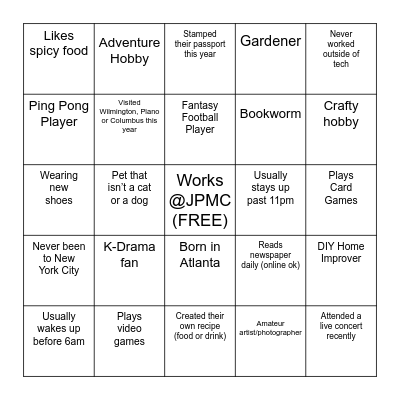 CCC HUMAN BINGO Card