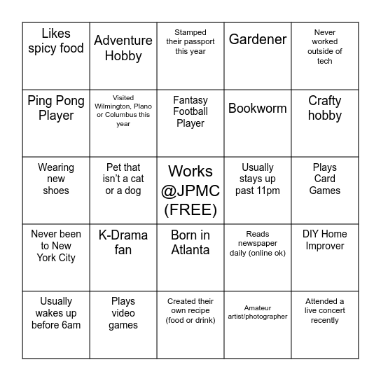 CCC HUMAN BINGO Card