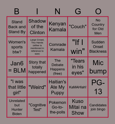 Encroaching Weird 2024 Bingo Card