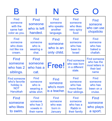 Find someone who... Bingo Card