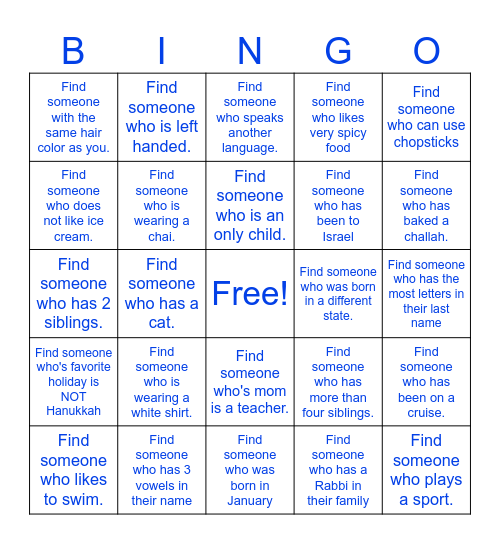 Find someone who... Bingo Card