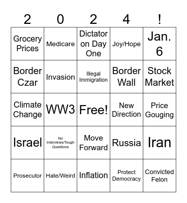 Debate Round 2: Kamala's Downfall Bingo Card