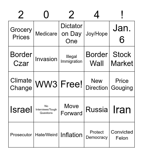 Debate Round 2: Kamala's Downfall Bingo Card