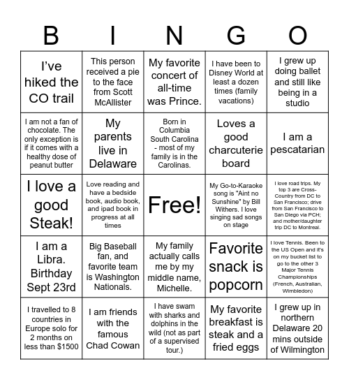 Getting to Know Romona Bingo Card