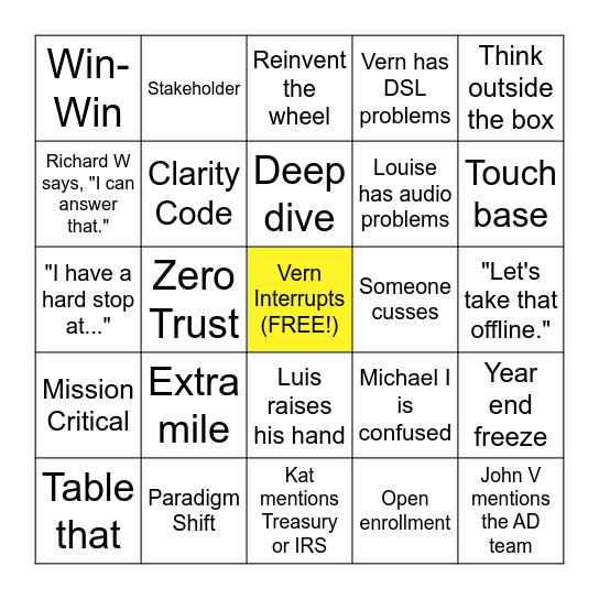 Bullshit Bingo Card