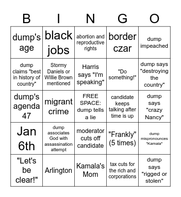 DEBATE BINGO! Bingo Card