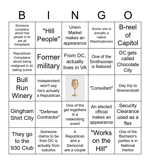 DC Love is Blind Bingo Card