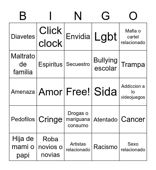 Rosa de guadalupe Bingo Card