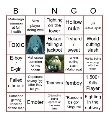 JJS Bingo Card