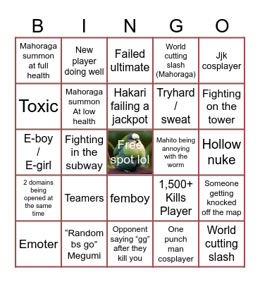 JJS Bingo Card