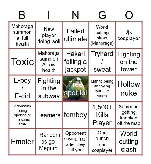 JJS Bingo Card