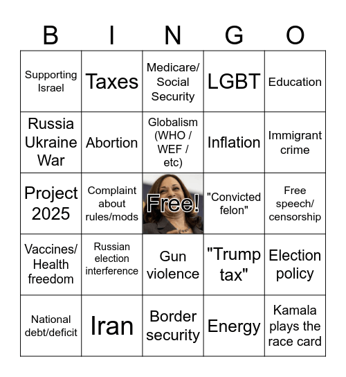 Debate Bingo Card