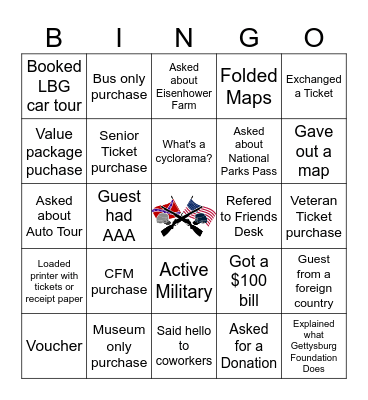 Ticket Desk Bingo Card