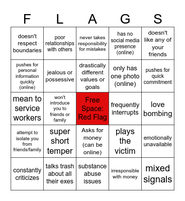 Red Flag Bingo Card