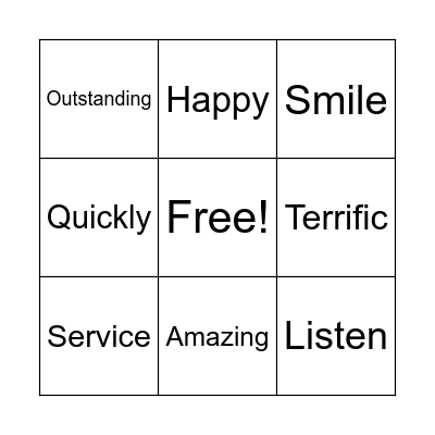 Customer Service Bingo Card