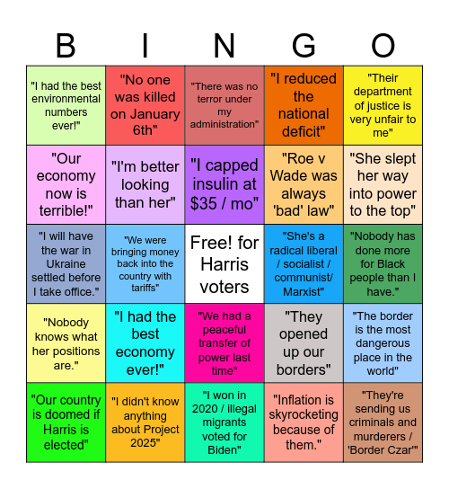 Lying Orange Bingo Card