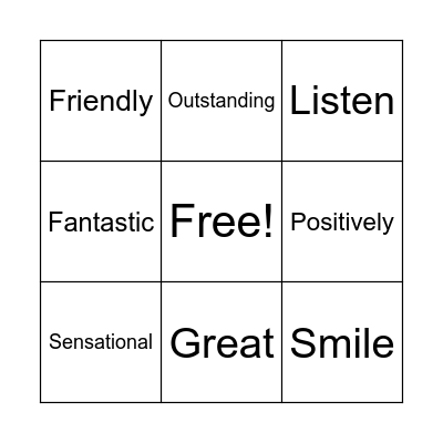 Customer Service Bingo Card