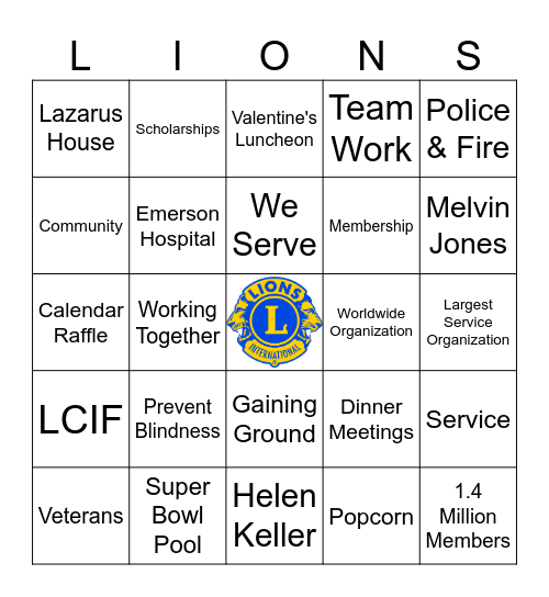 Concord Lions 2024-25 BINGO Card