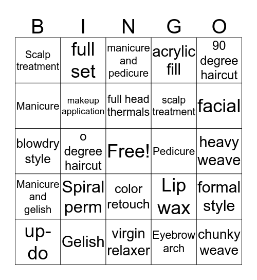 New start Bingo Card