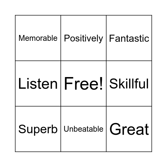 Customer Service Bingo Card