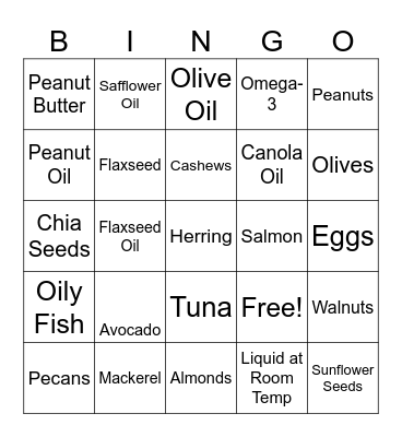 Diabetes Education Bingo Card