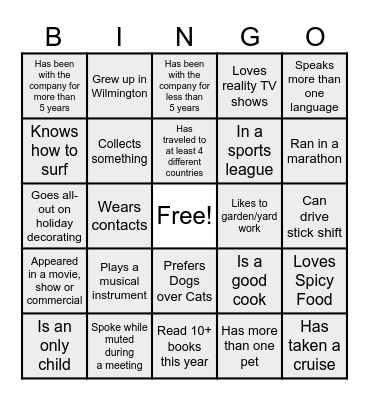 Thermo Fisher Belonging Week Bingo Card