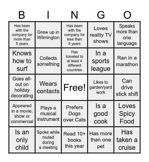 Thermo Fisher Belonging Week Bingo Card