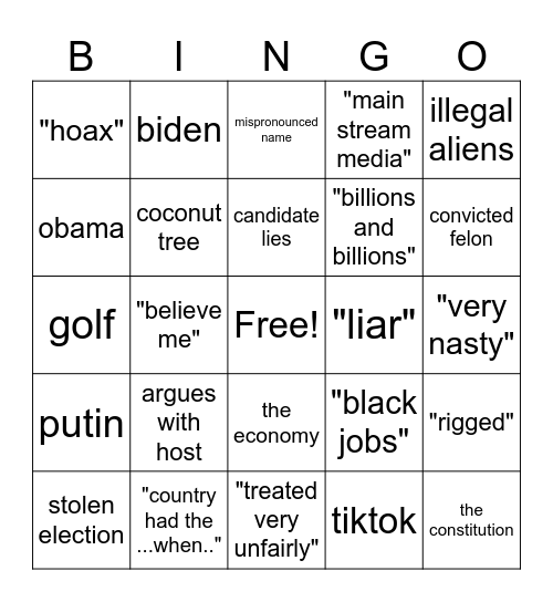 debate bingo Card