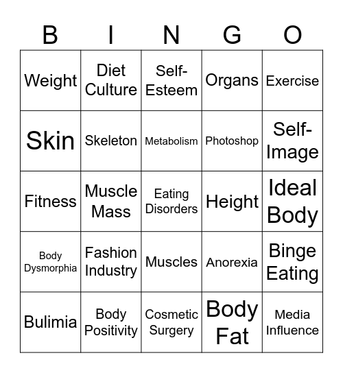 The Body Bingo Card