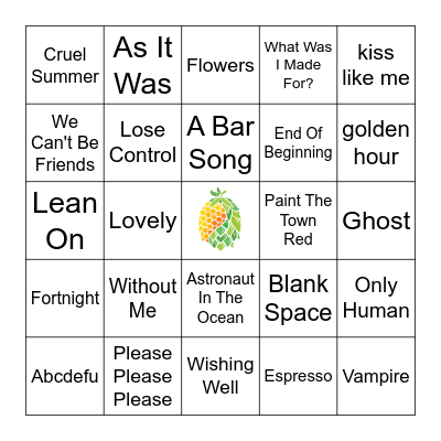 Punk Goes Pop Bingo Card