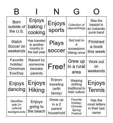 DAC Bingo Card