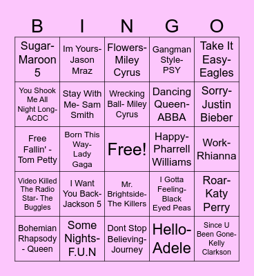 All Time Favorites Bingo Card