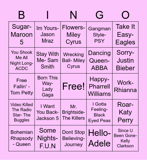All Time Favorites Bingo Card