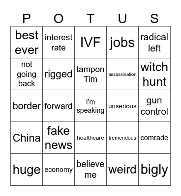 Debate Bingo Card