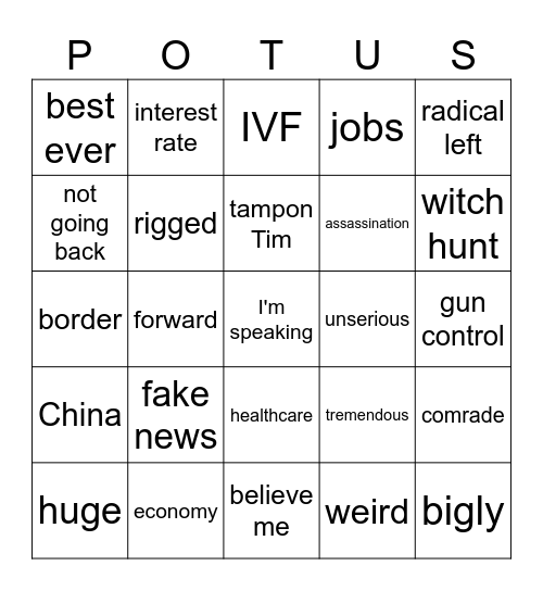 Debate Bingo Card